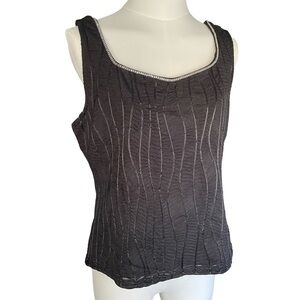 NWT Nicole Miller Black Embellished Sleeveless Top Women’s Medium